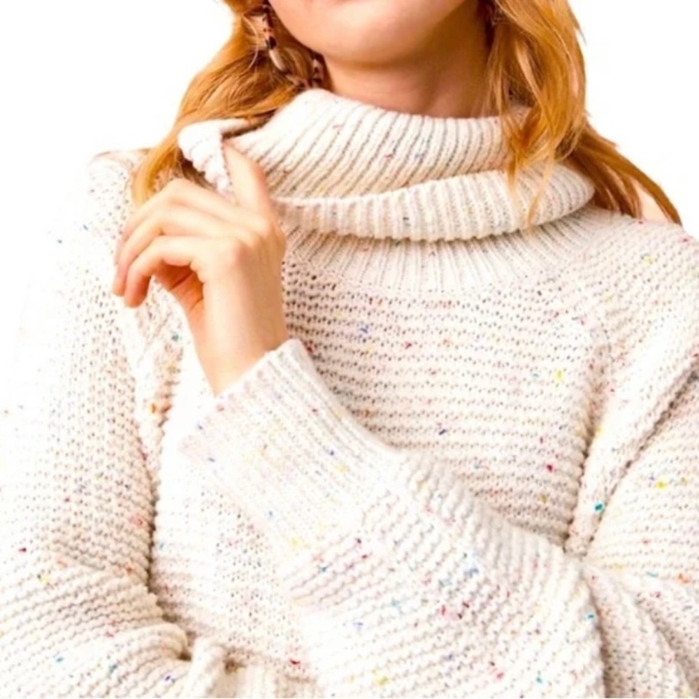 LOFT Lou & Grey Chunky Ivory Speckled Oversized Sweater